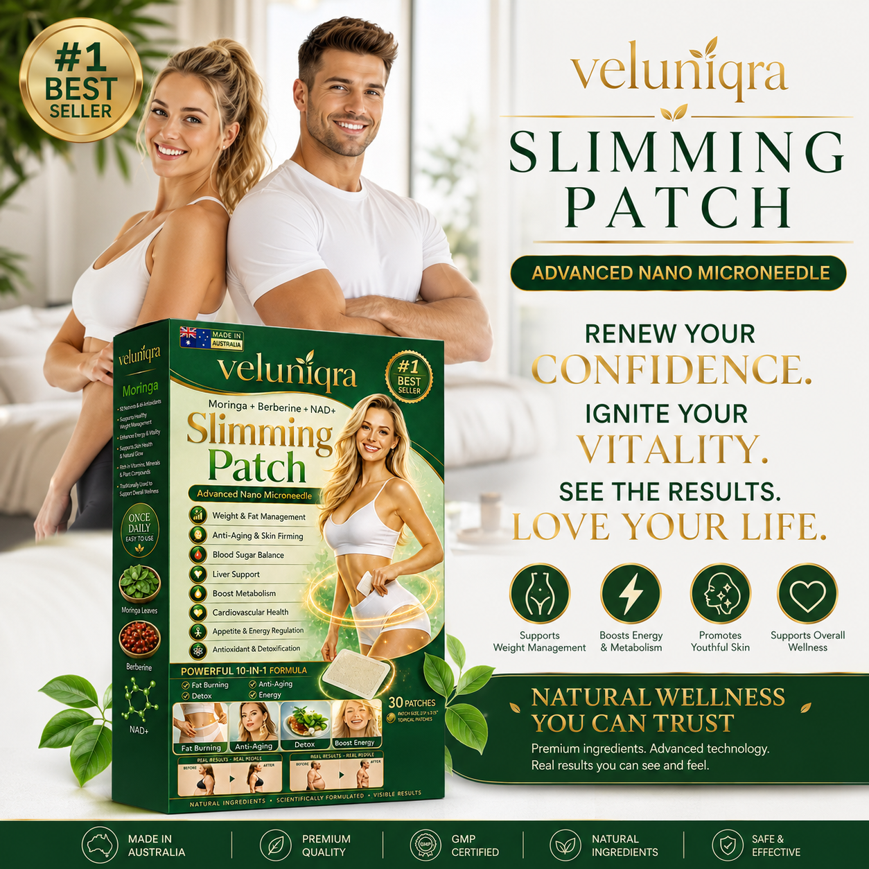 Veluniqra Moringa + Berberine + NAD+ Weight Management Patch
