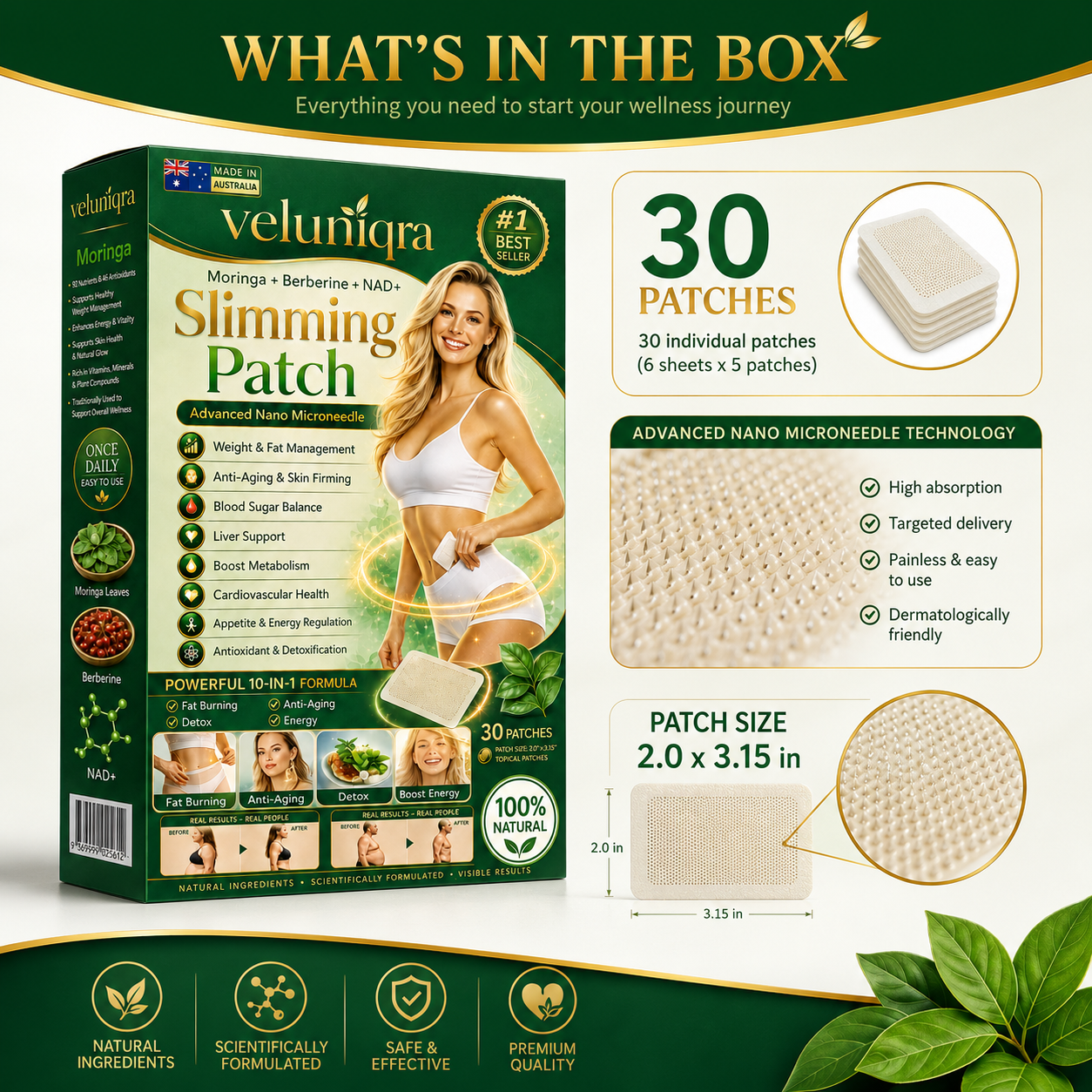 Veluniqra Moringa + Berberine + NAD+ Weight Management Patch